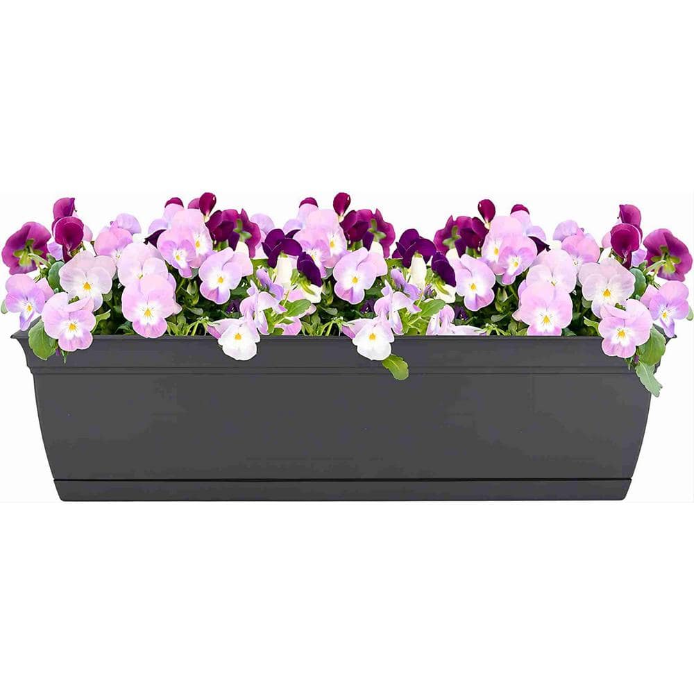 Cubilan 30 in. Window Planter Indoor Outdoor Rectangular Plastic Plant ...