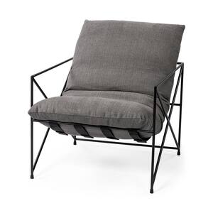 Leonidas Grey Fabric Cushion w/Black Metal Frame Accent Chair