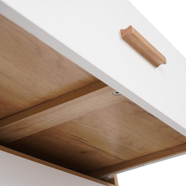 31.5 in. Brown White Modern Wooden Storage Drawer Organizer Closet Hallway Locker with with 1 Door 4-Drawers
