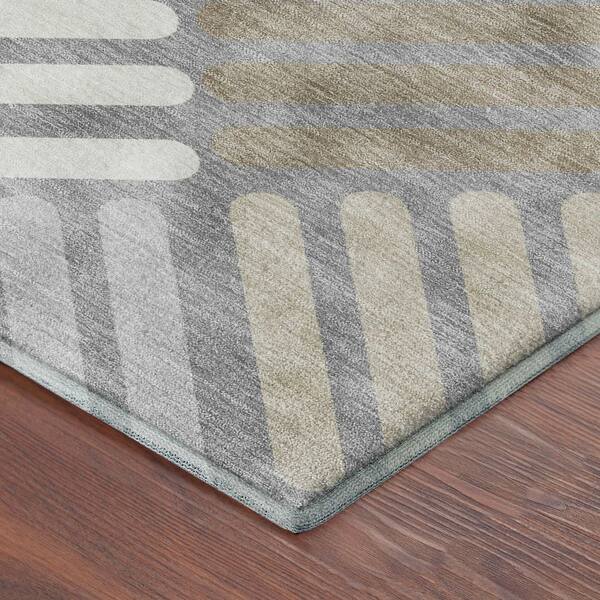 Mayfield Premium Machine Washable Abstract AMF2339 Gray 10 ft. x 14 ft. Area Rug