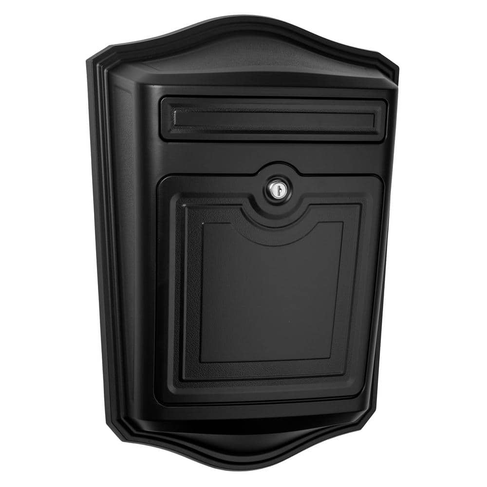 Black Aluminum and Steel Locking Wall Mount Mailbox