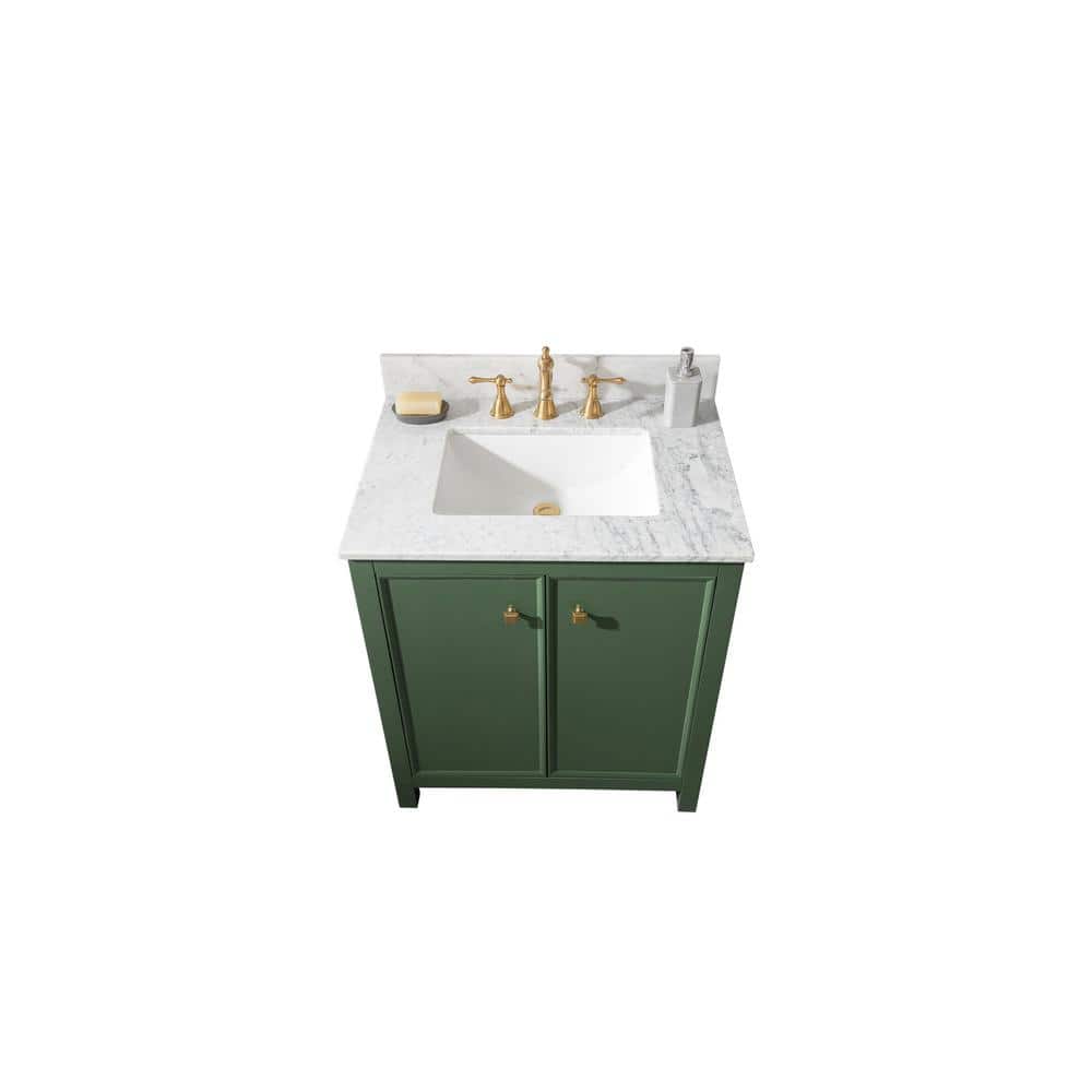 Vogue Green 30" Sink Vanity Cabinet with Carrara White Top