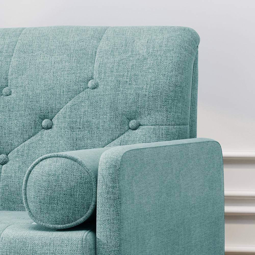 38.25" Blue Handcrafted Mid-Century Upholstered Club Chair