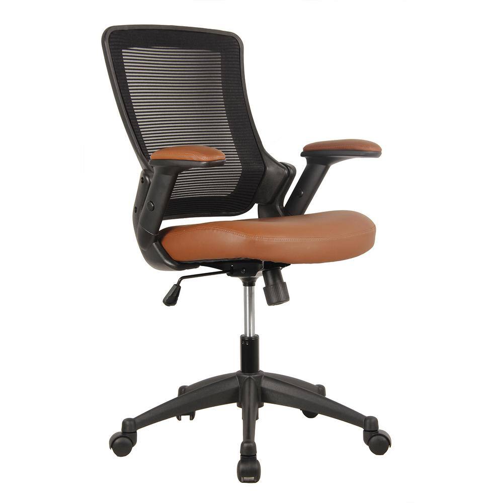 Brown Mesh and Leather Adjustable Task Chair