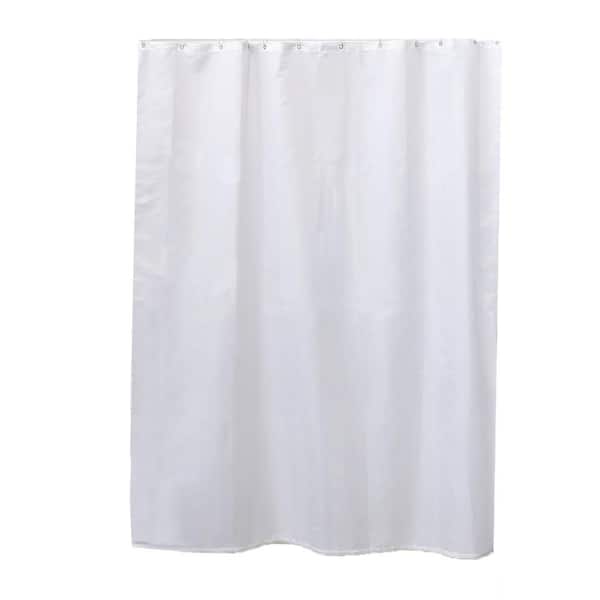 Design S Fabric Polyester Shower Curtain with 12 Matching Rings White
