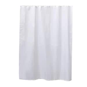 Design S Fabric Polyester Shower Curtain with 12 Matching Rings White