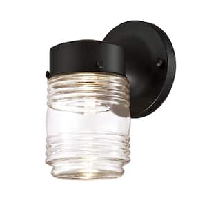 6-Watt Black Indoor/Outdoor Sconce Integrated LED Jelly Jar Wall Mount