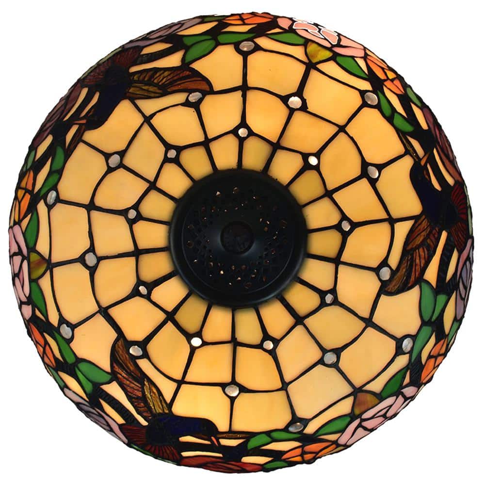 23" Bronze Tiffany Style Stained Glass Table Lamp