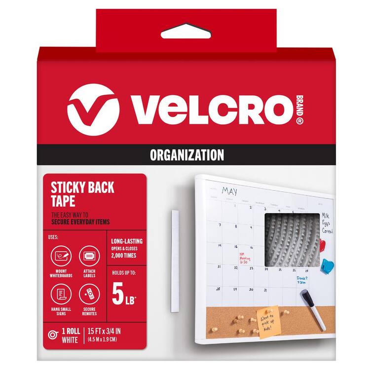 VELCRO 15 ft. x 3/4 in. White Sticky Back Tape