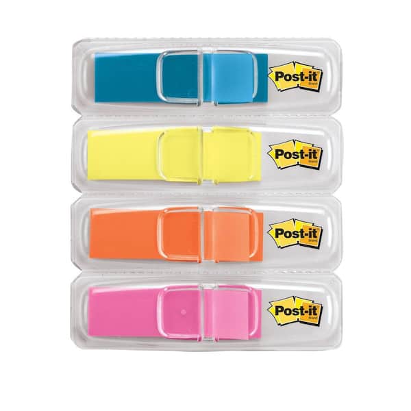 3M Post-It 0.47 in. x 1.7 in. Assorted Bright Colors Highlighting Flags (1-Pack of 4-Dispensers)
