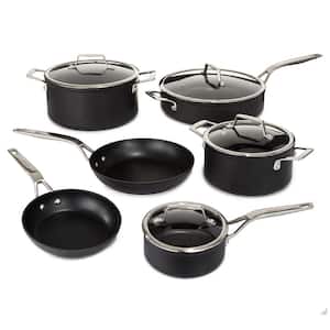 Essentials 10-Piece Hard Anodized Aluminum Nonstick Cookware Set in Black with Glass Lid