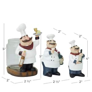 White Polystone Chef Sculpture (Set of 3)