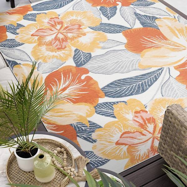 Flora Multi-Color 8 ft. x 10 ft. Floral Indoor/Outdoor Area Rug