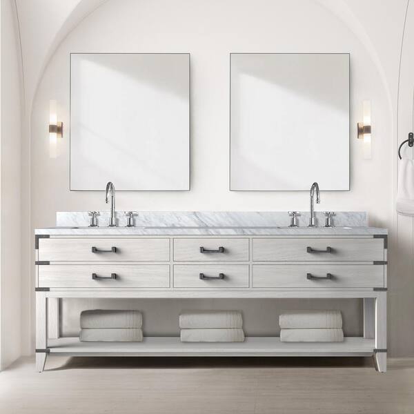 Irvington 84 in. Bath Vanity Cabinet without Top in White Oak Assembled