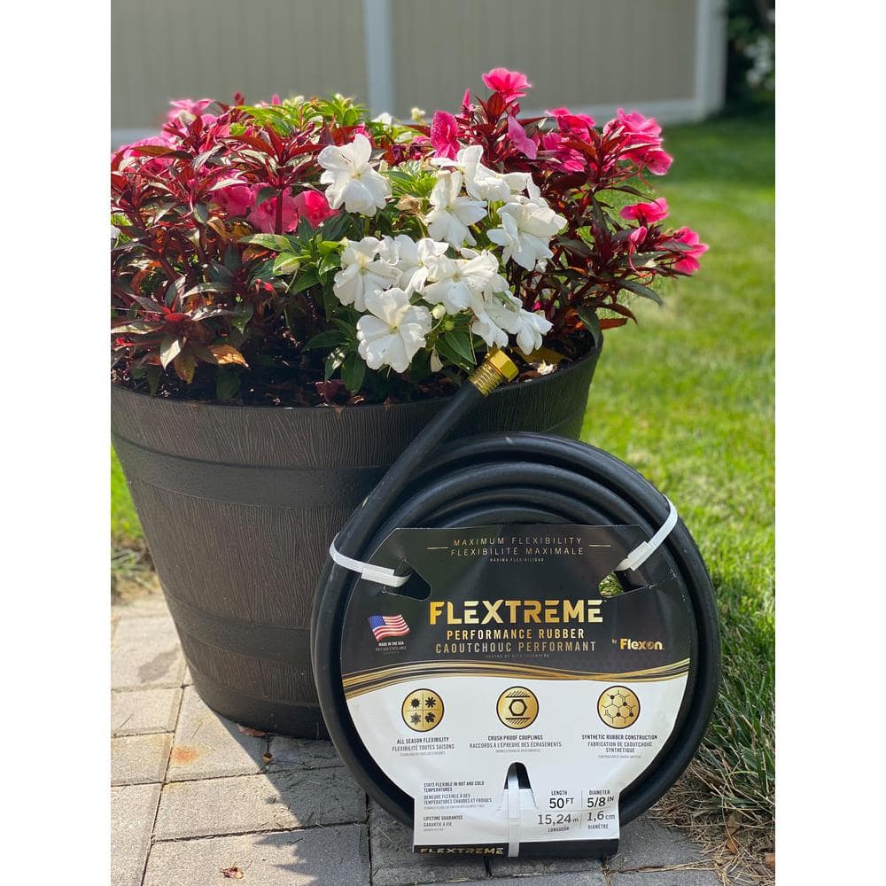 Flexon Flextreme 50ft Black Synthetic Rubber Garden Hose