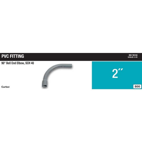 2 in. 90° Schedule 40 Electrical PVC Belled End Standard Radius Elbow (Case of 5) (UA9AJB-5-HD)