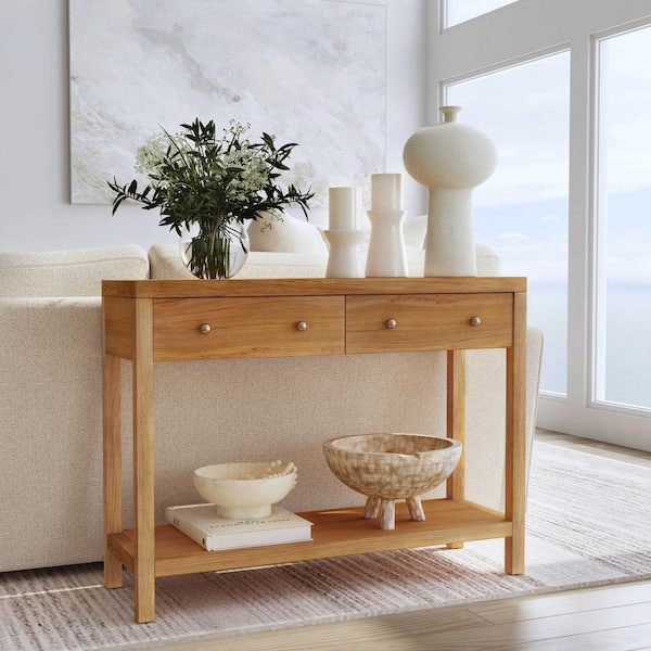 Butler Specialty Company Nora 40 in. L Natural Rectangular Wood 2-Drawer Console Table