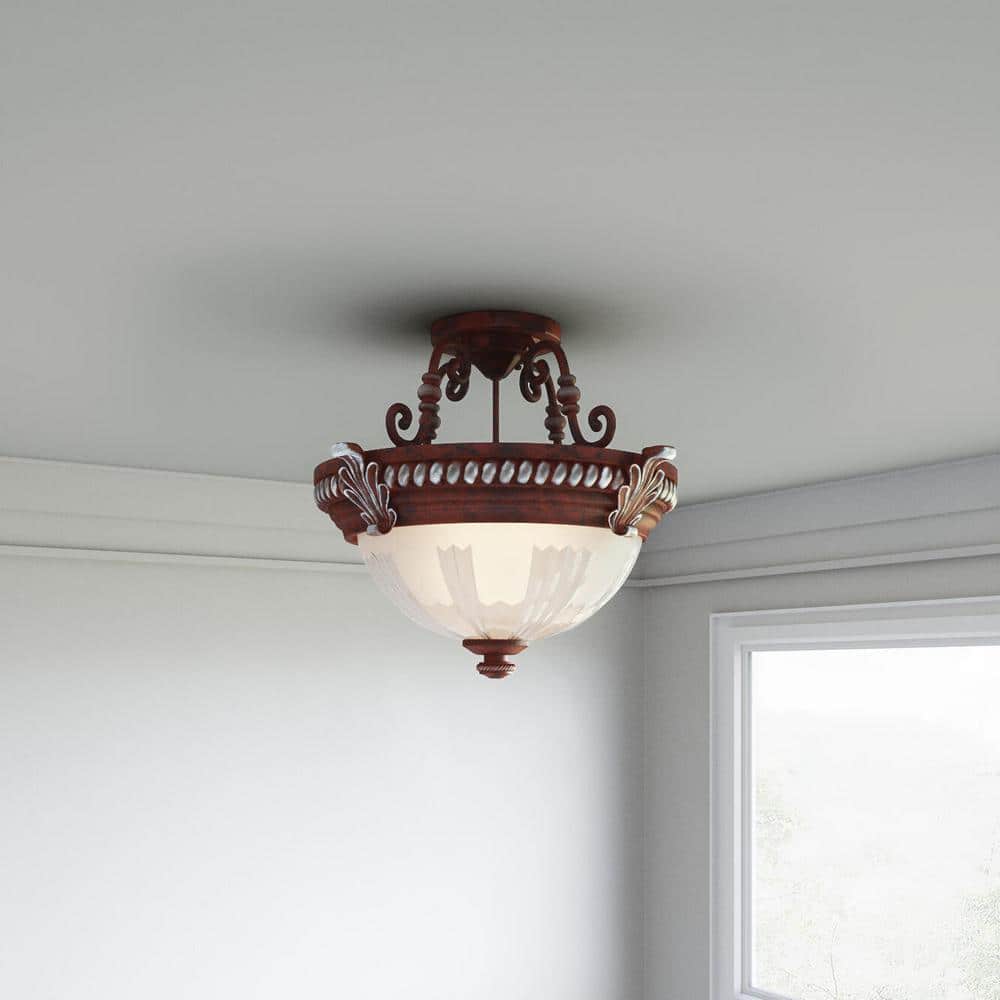 Buy Bercello Estates 15 in. 2-Light Volterra Bronze Semi-Flush Mount ...