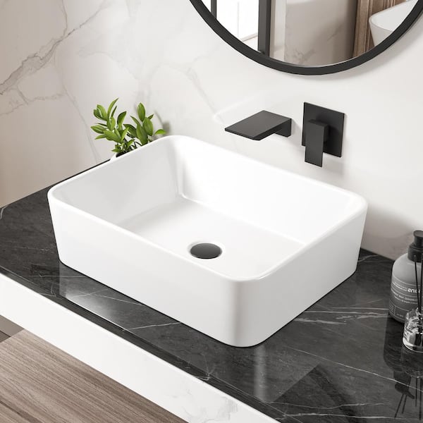 Eridanus Denbigh 19 in. x 14 in. Modern Crisp White Vitreous China Rectangular Bathroom Vessel Sink