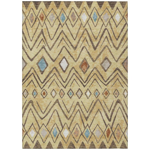 Chantille Machine Washable Indoor/Outdoor Abstract ACN2702 Wheat 3 ft. x 4 ft. Area Rug