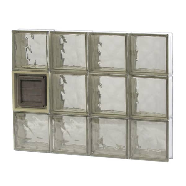 Clearly Secure 31 in. x 23.25 in. x 3.125 in. Frameless Wave Pattern Bronze Glass Block Window with Dryer Vent