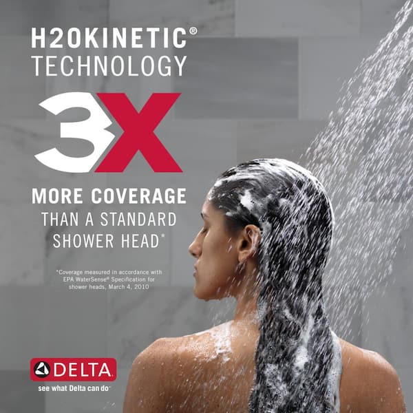 HydroRain Two-in-One 5-Spray 6 in. Double Wall Mount Fixed H2Okinetic Shower Head in Matte Black HydroRain Two-in-One 5-Spray 6 in. Double Wall Mount Fixed H2Okinetic Shower Head in Matte Black
