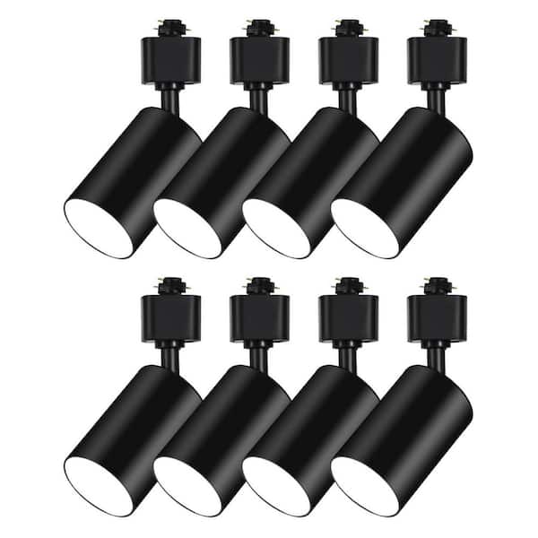 Black H Type Adjustable GU10 Track Lighting Heads Spot Light Fixture Track Lighting Rail 8 Pack No Bulbs