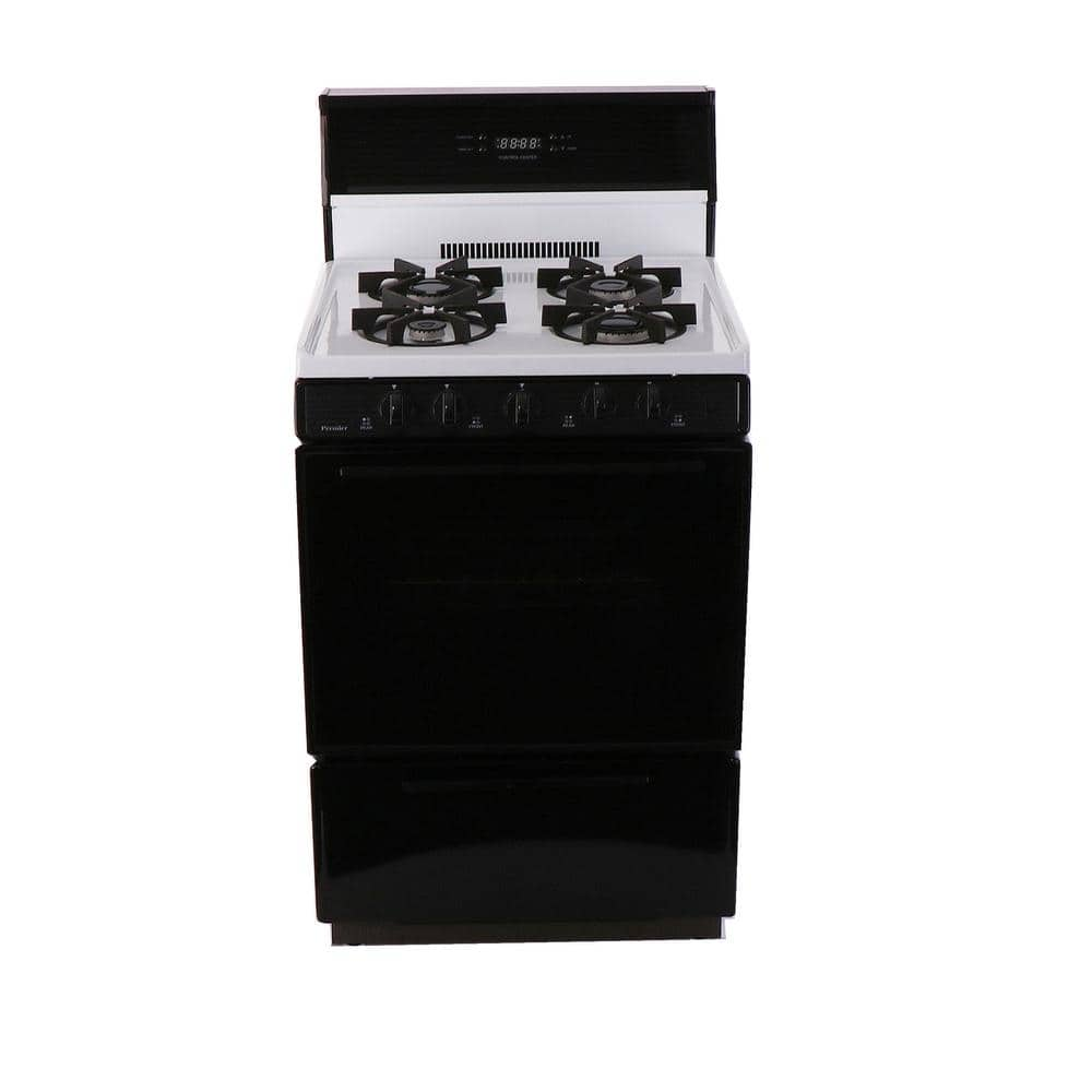 24 in. 2.97 cu. ft. Freestanding Sealed Burner Spark Ignition Gas Range in White with Black Trim -  Premier, SJK340WP