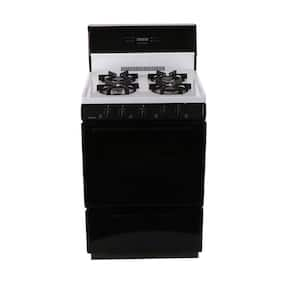 24 in. 2.97 cu. ft. Freestanding Sealed Burner Spark Ignition Gas Range in White with Black Trim