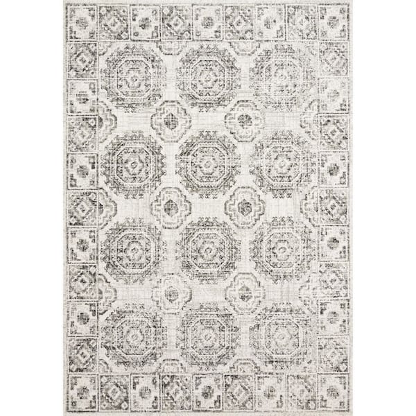 Home Decorators Collection Vivian Charcoal/Ivory 5 Ft. x 8 Ft. Geometric Global Area Rug