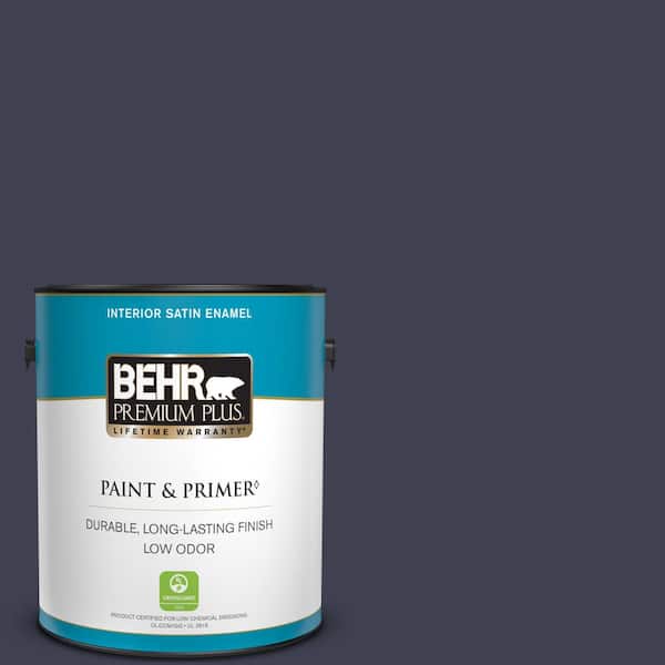 BEHR PREMIUM PLUS 1 gal. Home Decorators Collection #HDC-WR16-03 Blueberry Tart Satin Enamel Low Odor Interior Paint & Primer