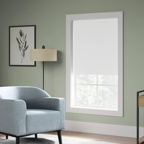 Cut to Width 65 in. W x 73 in. L White Cordless Blackout Polyester Fabric Roller Shade