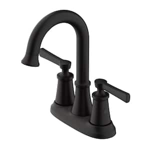 Northerly 4 in. Centerset Double Handle Bathroom Faucet with 50/50 Touch Down Drain in Satin Black