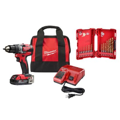 Milwaukee M18 Li-Ion Cordless Compact Electric Drill Driver Kit ...