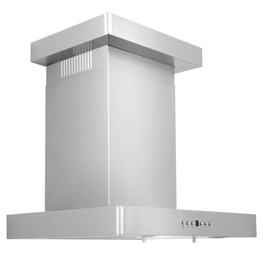 24 in. 400 CFM Convertible Vent Modern Wall Mount Range Hood with Crown Molding in Stainless Steel