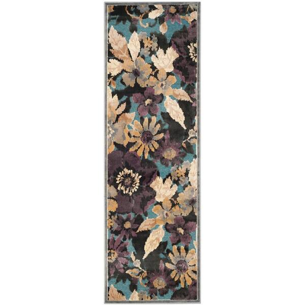 SAFAVIEH Paradise Gray/Multi 2 ft. x 8 ft. Border Runner Rug
