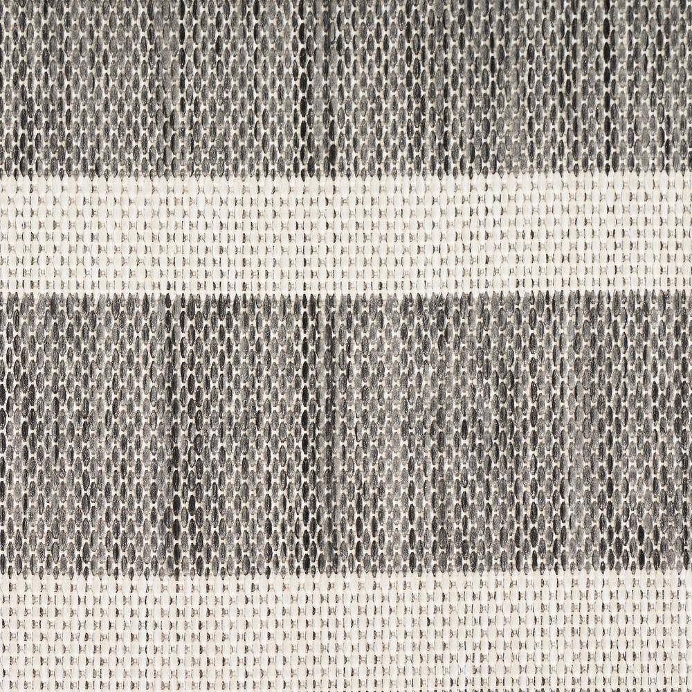 Charcoal Ivory Striped Flatweave 8' x 10' Outdoor Rug