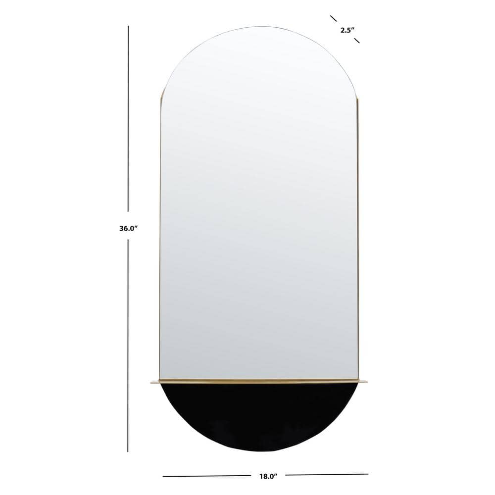 Norbury 18" x 36" Oval Wood Mirror with Brass & Black Finish
