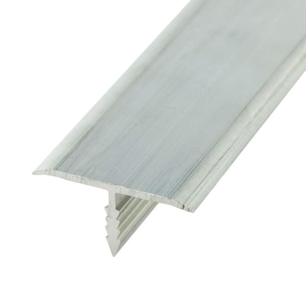 1 in. Clear Anodized Satin Aluminum Center Barb Furniture Bumper Tee Moulding Edging 72in. Long (18-Pack)