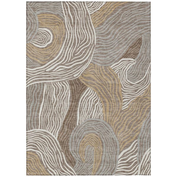Chantille Machine Washable Indoor/Outdoor Abstract ACN2603 Taupe 9 ft. x 12 ft. Area Rug