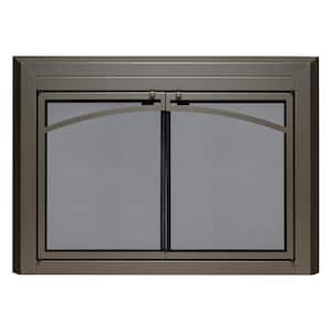 Uniflame Small Gerri Gunmetal Cabinet-style Fireplace Doors with Smoke Tempered Glass