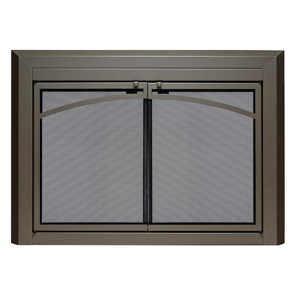 UniFlame Uniflame Small Gerri Gunmetal Cabinet-style Fireplace Doors with Smoke Tempered Glass