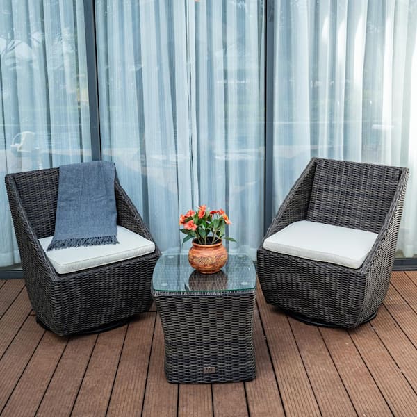 3pc Metal Patio Bistro Set, Outdoor Furniture Set - Black - Room