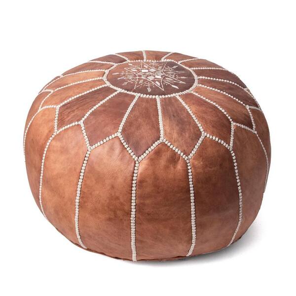 MOROCCAN CAMEL HAND STITCHED LEATHER POUFFE 