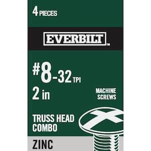 #8-32 x 2 in. Combo Truss Head Zinc Plated Machine Screw (4-Pack)