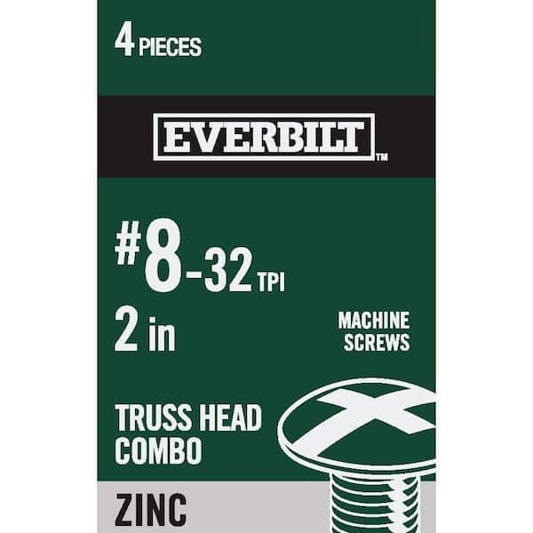 Everbilt #8-32 x 2 in. Combo Truss Head Zinc Plated Machine Screw (4-Pack)