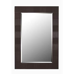Medium Rectangle Wood Grain Finish Casual Mirror (39.75 in. H x 28 in. W)