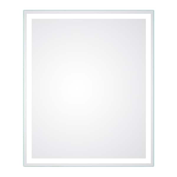 Unbranded White 30 in. W x 36 in. H Rectangular Metal Wall Mirror, LED Bathroom Vanity Mirror with Light