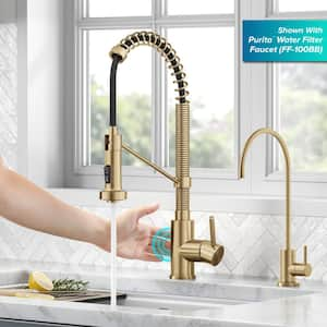 Bolden Single Handle Touchless Sensor Commercial Style Pull Down Kitchen Faucet in Brushed Brass