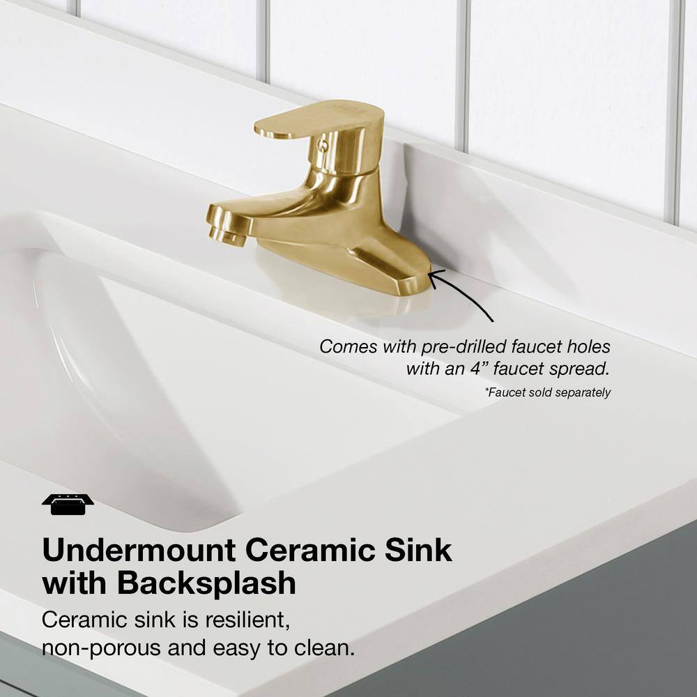 Sage Green 30" Single Sink Vanity with Marble Top